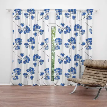 Závěs Sablio Závěs Modré kvítí: 2ks 140x250cm
