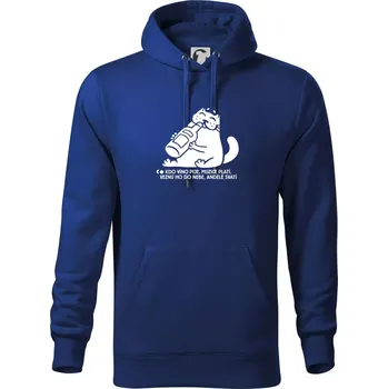 Pánská mikina Kdo víno pije a muzice platí - Mikina pánská Cape s kapucí - L ( Královská modrá )