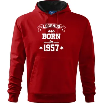 Pánská mikina Legends are born in 1957 - Mikina pánská Cape s kapucí - 5XL ( Červená )