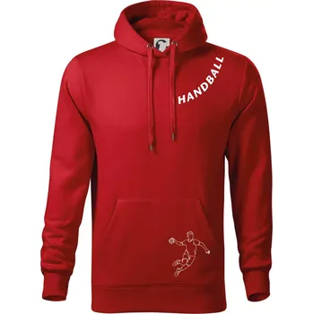 Pánská mikina Handball nápis šikmo - Mikina pánská Cape s kapucí - 5XL ( Červená )