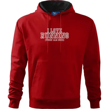 Pánská mikina I love running when i done - Mikina pánská Cape s kapucí - XL ( Červená )