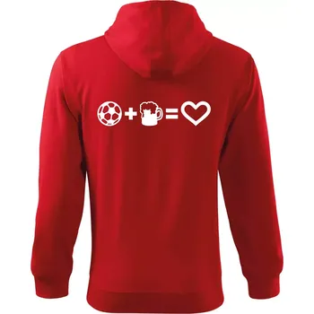Pánská mikina Míč, pivo, srdce - Mikina s kapucí na zip trendy zipper - S ( Červená )