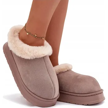 Dámské pantofle PANTOFLE S KOŽEŠINOU NA PLATFORMĚ KHAKI 38/39