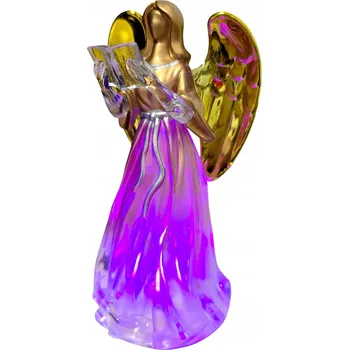 Vánoční dekorace Figurka Anděl s knihou, podsvícený, zlatý LED, 063ZL, 6 x 11 cm