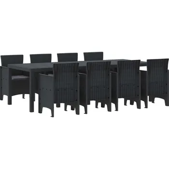 Zahradní jídelní souprava 9 pcs Antracit Ratan Polt Antracitová3378735