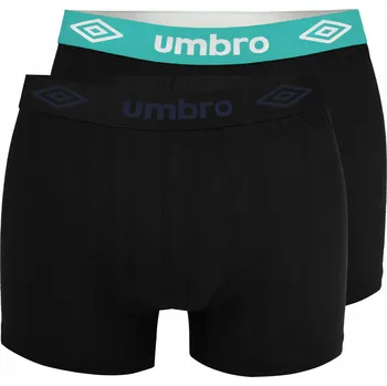 Boxerky UMBRO Pánské boxerky 2 kusy Bavlna Černá Tyrkysová Guma Logo Velikost XXL