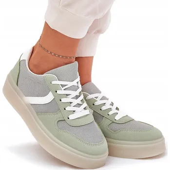 Dámské tenisky DÁMSKÉ SPORTOVNÍ TENISKY NA PLATFORMĚ, NÍZKÉ ŠNĚROVACÍ, ZELENÉ, VELIKOST 39