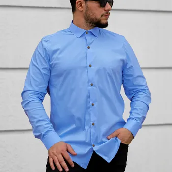 Pánská košile PÁNSKÁ KOŠILE VÁNOČNÍ SLIM FIT MODRÁ SPOLEČENSKÁ ELEGANTNÍ M