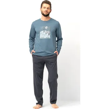 Pánské pyžamo Pánské pyžamo mořská šedá s dlouhým rukávem, mořsky šedá L i384_32635371