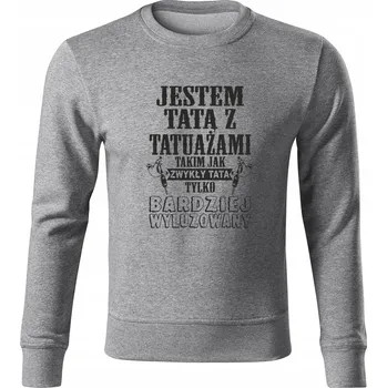 Pánská mikina Mikina bez kapuce D445 FAJN TÁTA S TETOVÁNÍM šedá vel L