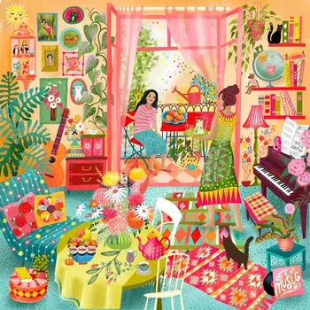 Puzzle PIECES & PEACE Čtvercové puzzle Hudební pokoj s balkonem 1000 dílků