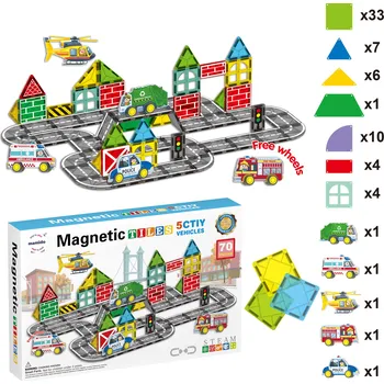 ostatní stavebnice Mamido Magnetická stavebnice město 70 dílů Služební vozidla XL MT1440