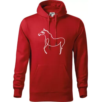 Pánská mikina Kůň kreslený - Mikina pánská Cape s kapucí - L ( Červená )
