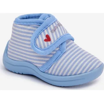 Chlapecké bačkory Boto Dětské pantofle na suchý zip s pruhy Lavelle Barva: Modrá, Velikost: 23