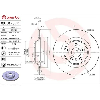 Auto-moto Brzdový kotouč BREMBO 09.D175.11