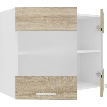 Kuchyňská skříňka Vcm Horní kuchyňská skříňka Esilo, 80 cm, 2 skleněná dvířka, sonoma dub