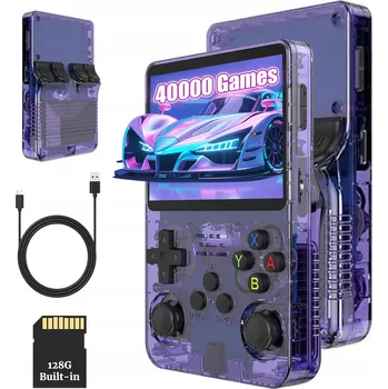 Herní konzole R36S RETRO HERNÍ KONZOLE 21000 HER MINI PŘENOSNÁ KONZOLE 32GB + 128GB