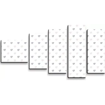 Obraz Sablio Obraz - 5-dílný Srdíčka na bílé - 100x60 cm