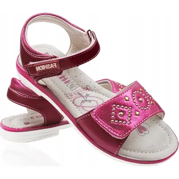 Dámské sandále Fuchsiové sandály s třpytkami, kožená profilovaná stélka, zapínání na suchý zip, velikost 36