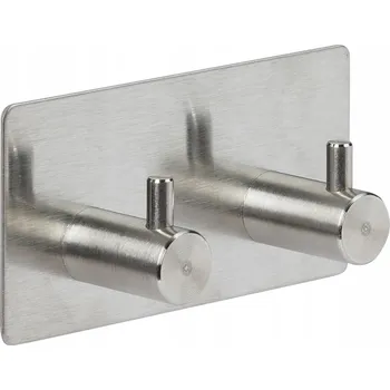 Věšák SAMOLEPICÍ HÁČEK NEREZOVÁ OCEL 2 DRŽÁKY 9 X 2,8 X 4,5 CM, STŘÍBRNÝ