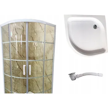 Sprchový kout půlkruhový 80x80 bílý LOFT velké příčky mřížka vanička