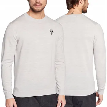 Pánská móda Karl Lagerfeld pánský svetr klasický šedý logo L