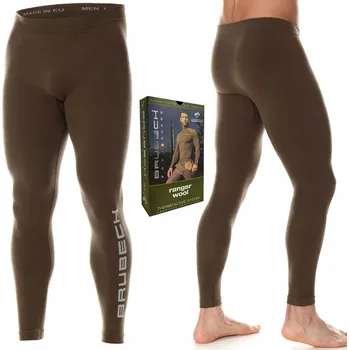 Pánské termoprádlo Funkční spodky Brubeck Ranger Wool hnědé, velikost XL