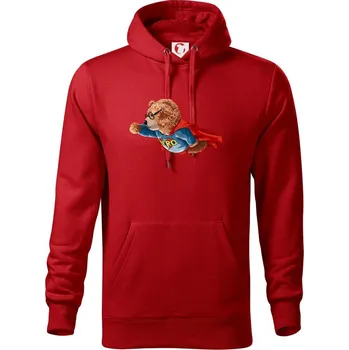Pánská mikina Medvěd Hero - Mikina pánská Cape s kapucí - 5XL ( Červená )