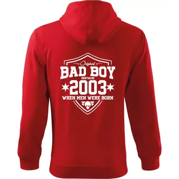 Pánská mikina Bad boy since 2003 - Mikina s kapucí na zip trendy zipper - XL ( Červená )