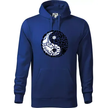 Pánská mikina YinYang Cats - Mikina pánská Cape s kapucí - 4XL ( Královská modrá )