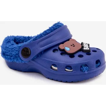 Dívčí baleríny Boto Pěnové dětské pantofle s vyhřívaným kožíškem s přezkami Krémové Cerelle Barva: Modrá, Velikost: 26