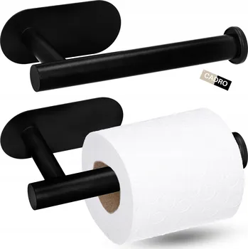 Držák na toaletní papír Cadro černý kovový nástěnný bez vrtání