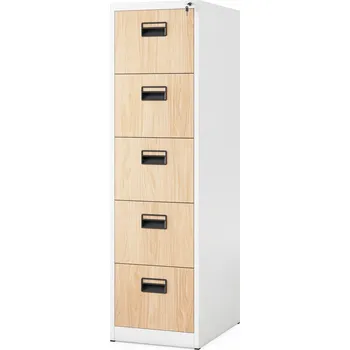 Kartotéka Nábytek PEGAS Kovová kartotéková skříň SARA V5, 460 x 1630 x 620 mm, Eco Design: bílá/ dub sonoma