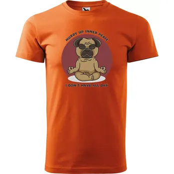 Sablio Tričko s potiskem Hurry up inner peace - oranžové 5XL