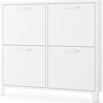 Policová skříň Nábytek PEGAS Kovová úzká bílá skříňka na boty SHIRLEY 960 x 900 x 170 mm