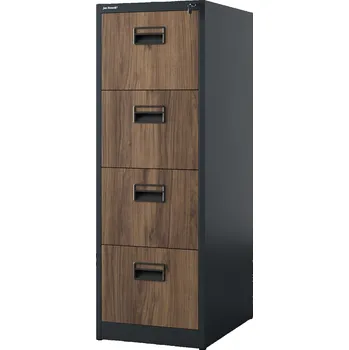 Kartotéka Nábytek PEGAS Kovová kartotéková skříň SARA V4, 460 x 1320 x 620 mm, Eco Design: antracitová/ořech