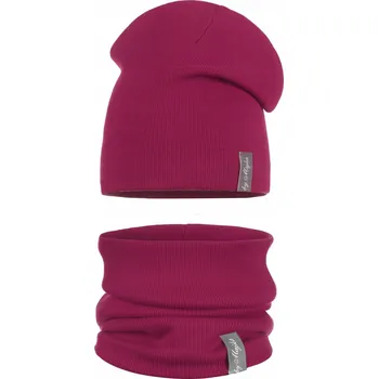 Čepice DĚTSKÁ JARNÍ SOUPRAVA ČEPICE A NÁKRČNÍK, DVOUVRSTVÁ, VELIKOST 46-52, RŮŽOVÁ