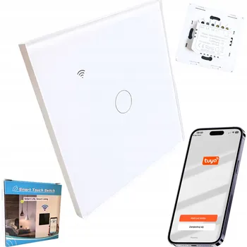 vypínač DOTYKOVÝ SPÍNAČ BÍLÝ SKLENĚNÝ JEDNOKANÁLOVÝ JEDEN KLÁVESA SMART TUYA