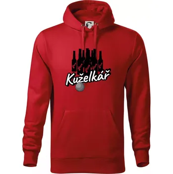 Pánská mikina Kuželkář pivo - Mikina pánská Cape s kapucí - 4XL ( Červená )