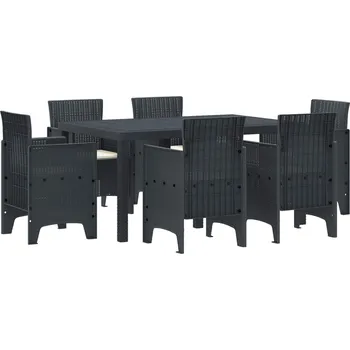 Zahradní jídelní souprava 7 pcs Antracit Ratan Polt Antracitová3378556