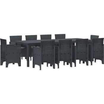 Zahradní jídelní souprava 11 pcs Antracit Ratan Polt Antracitová3378595