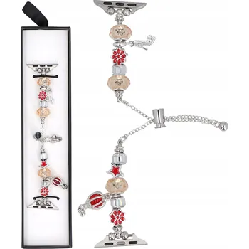 Náramek Náramek pro Apple Watch 38 40 41mm s přívěsky korálky hvězdička GlacierX stříbrný