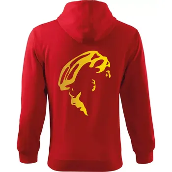 Pánská mikina Hlava cyklista zlatá - Mikina s kapucí na zip trendy zipper - XL ( Červená )