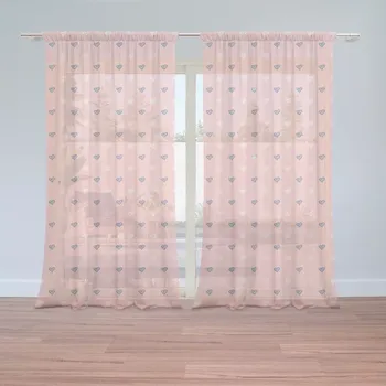 Záclona Sablio Záclony Srdíčka na růžové: 2ks 150x250cm