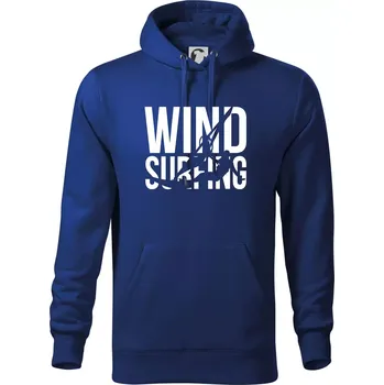 Pánská mikina Windsurfing nápis - Mikina pánská Cape s kapucí - 3XL ( Královská modrá )