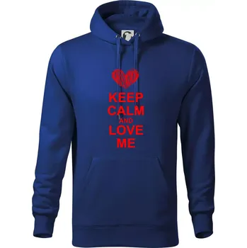 Pánská mikina Keep calm and love me - Mikina pánská Cape s kapucí - XL ( Královská modrá )