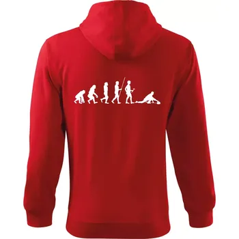 Pánská mikina Evoluce curling - Mikina s kapucí na zip trendy zipper - L ( Červená )