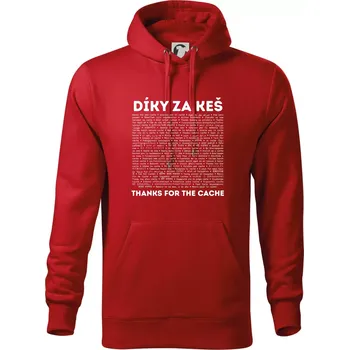 Pánská mikina Díky za keš (v různých jazycích) - Mikina pánská Cape s kapucí - 5XL ( Červená )