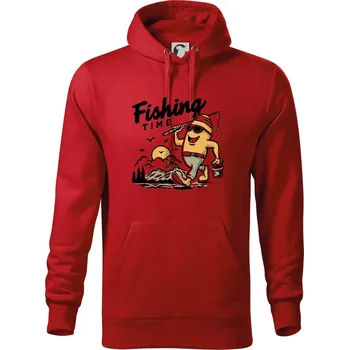 Pánská mikina Fishing Time na výletě - Mikina pánská Cape s kapucí - 5XL ( Červená )