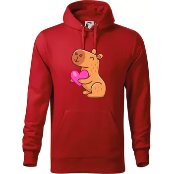 Pánská mikina Zamilovaná kapybara - Mikina pánská Cape s kapucí - 5XL ( Červená )